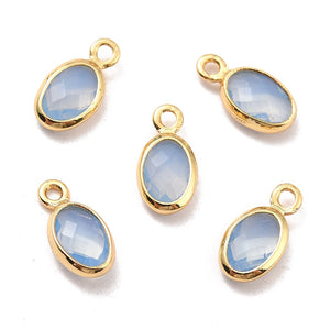 Hangers van Crystal Glass 18k gold oval Light Sky