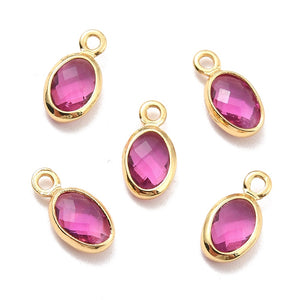 Hangers van Crystal Glass 18k gold oval Old Rose