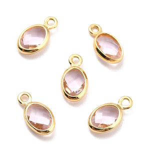Hangers van Crystal Glass 18k gold oval Rosy Brown