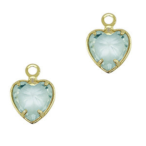 Hangers van Crystal Glass hart Light sky blue-gold