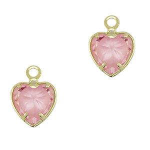 Hangers van Crystal Glass hart Pink-gold