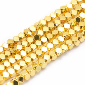 Hematite kralen cube Goud 4mm