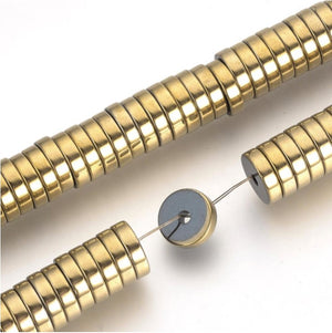 Hematite kralen disc Goud 8mm