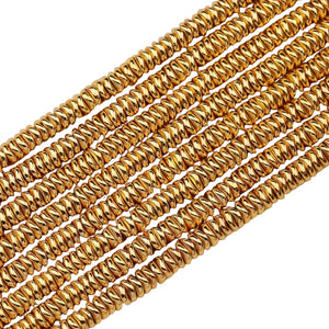 Hematite kralen golvend Goud 4mm