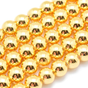 Hematite kralen rond Goud 4mm