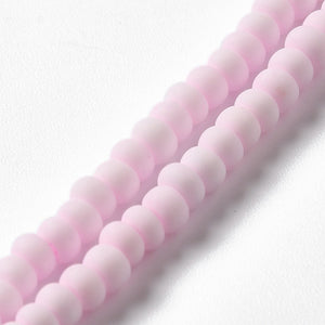 Keramiek kraal frosted handgemaakt 4mm pearl pink