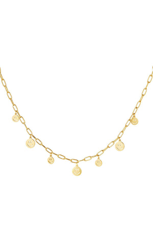 Ketting Multi Smiley RVS Goud