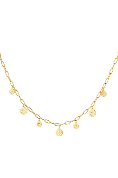 Ketting Multi Smiley RVS Goud