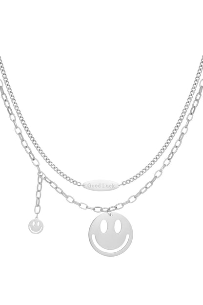 Ketting happy life RVS zilver