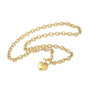Ketting met heart lock RVS goud