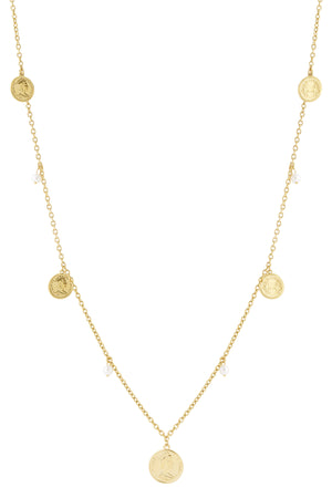 Ketting munt en parel RVS goud