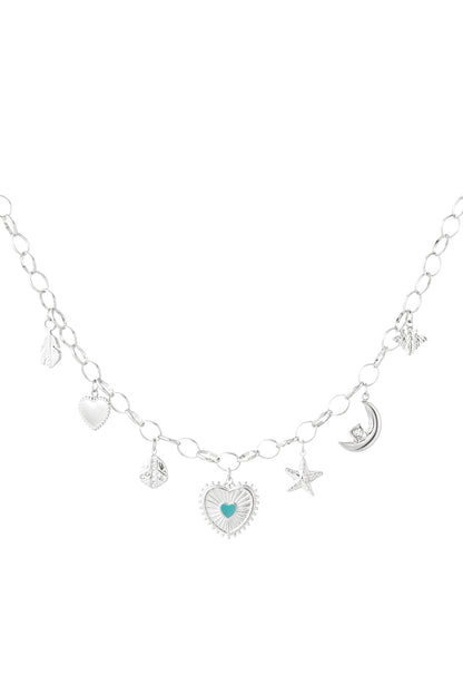 Ketting sunny love charm bedelketting RVS zilver