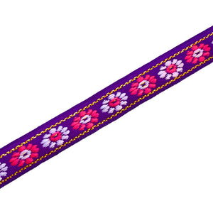 Koord lint geweven bloemen purple-pink-white