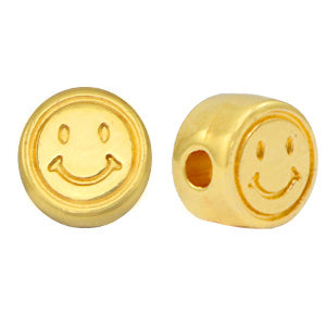 Kraal metaal smiley 7mm Goud (nikkelvrij) DQ