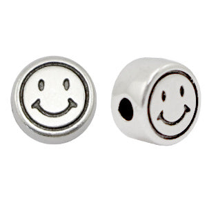 Kraal metaal smiley 7mm Zilver (nikkelvrij) DQ
