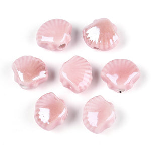 Kralen keramiek schelp roze
