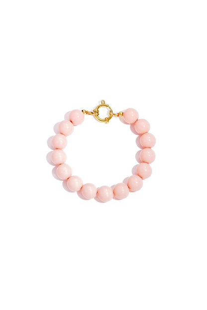Kralen armband 12mm coral boeislot RVS goud