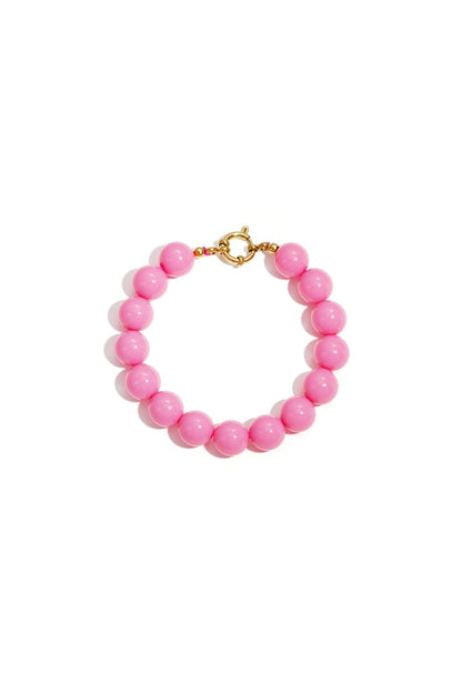 Kralen armband 12mm rose red boeislot RVS goud
