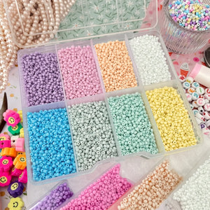 Kralenbox met 2mm rocailles pretty pastel