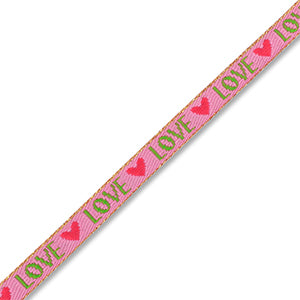 Lint met tekst "Love" Dark pink-green-red-gold