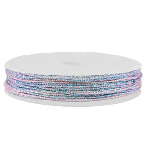 Macrame gevlochten 0,8mm Pink-blue metallic