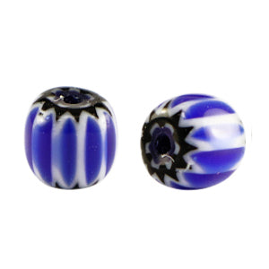 Millefiori kralen tube Blue 6x7mm