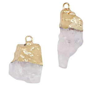 Natuursteen hangers Crystal pink-gold