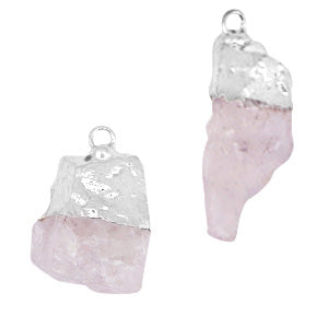 Bedel Natuursteen hangers Crystal pink-silver