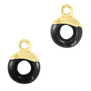 Natuursteen hangers cirkel 10mm Black-gold