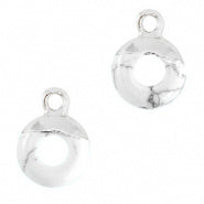 Natuursteen hangers cirkel 10mm Marble white-silver