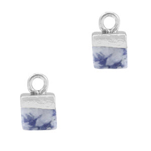 Natuursteen hangers cube Marble blue-silver