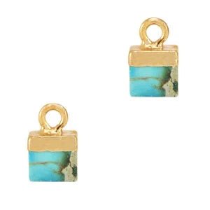 Natuursteen hangers cube Poseidon blue-gold