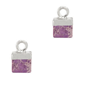 Natuursteen hangers cube Taro purple-silver