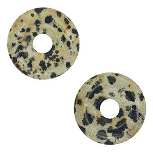 Natuursteen hangers dalmatian stone donut 20mm Greige