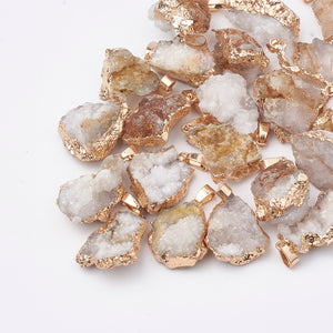 Natuursteen hangers druzy agaat white smoke