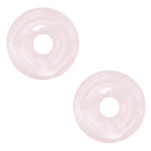 Natuursteen hangers rozenkwarts donut 20mm Light pink