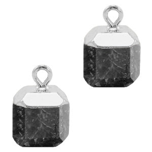 Natuursteen hangers square Anthracite-silver