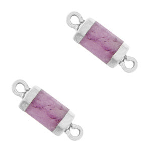 Natuursteen hangers tussenstuk hexagon Icy lavender purple-silver