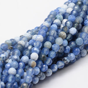 Natuursteen kralen Facet Blue Agaat 4mm