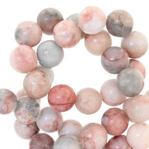 Natuursteen kralen calciet en marmer 8mm Vintage rose multicolour