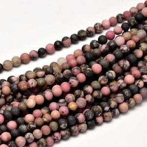 Natuursteen kralen rond Rhodonite 4mm