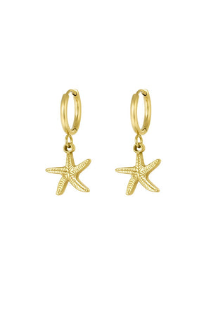 Oorbellen simple starfish gold RVS