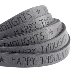 Plat imitatieleer cool grey 'happy thoughts'