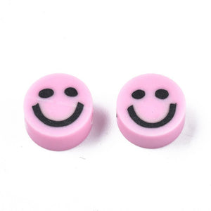 Polymeer kralen Smiley roze