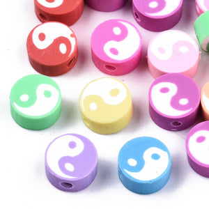 Polymeer kralen Yin Yang multi color