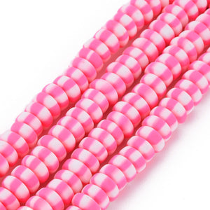 Polymeer kralen rondellen 7mm Hot White Pink