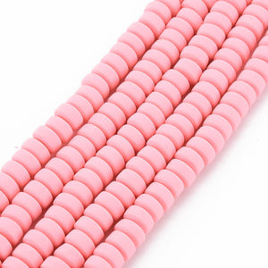 Polymeer kralen rondellen 7mm Pink