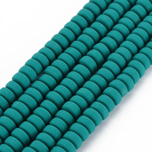 Polymeer kralen rondellen 7mm Teal