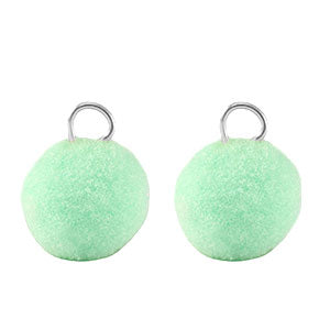 Pompom bedel met oog 10mm Gold-mint green