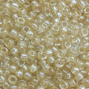 Acryl kralen rondellen pony beads transparant glitter goud 9mm
